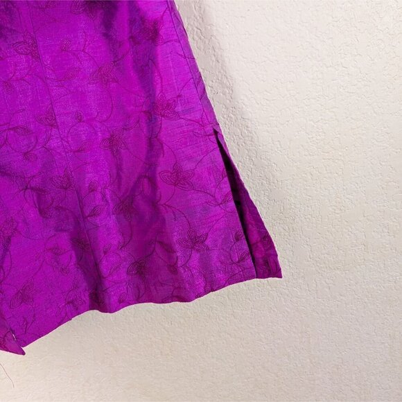 VTG 90s Chicos 100% Silk Magenta Pink Floral Embroidered Button-Down M Fairy - Picture 5 of 8